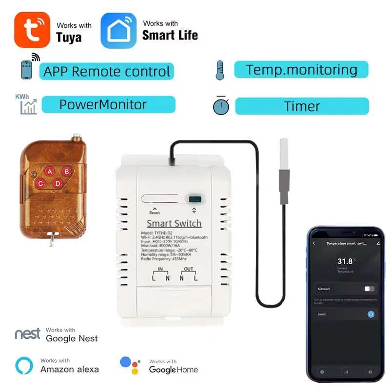 Tuya Wifi 16A/20A Smart Temper - Sonoff Basic Switch recensie en prijs