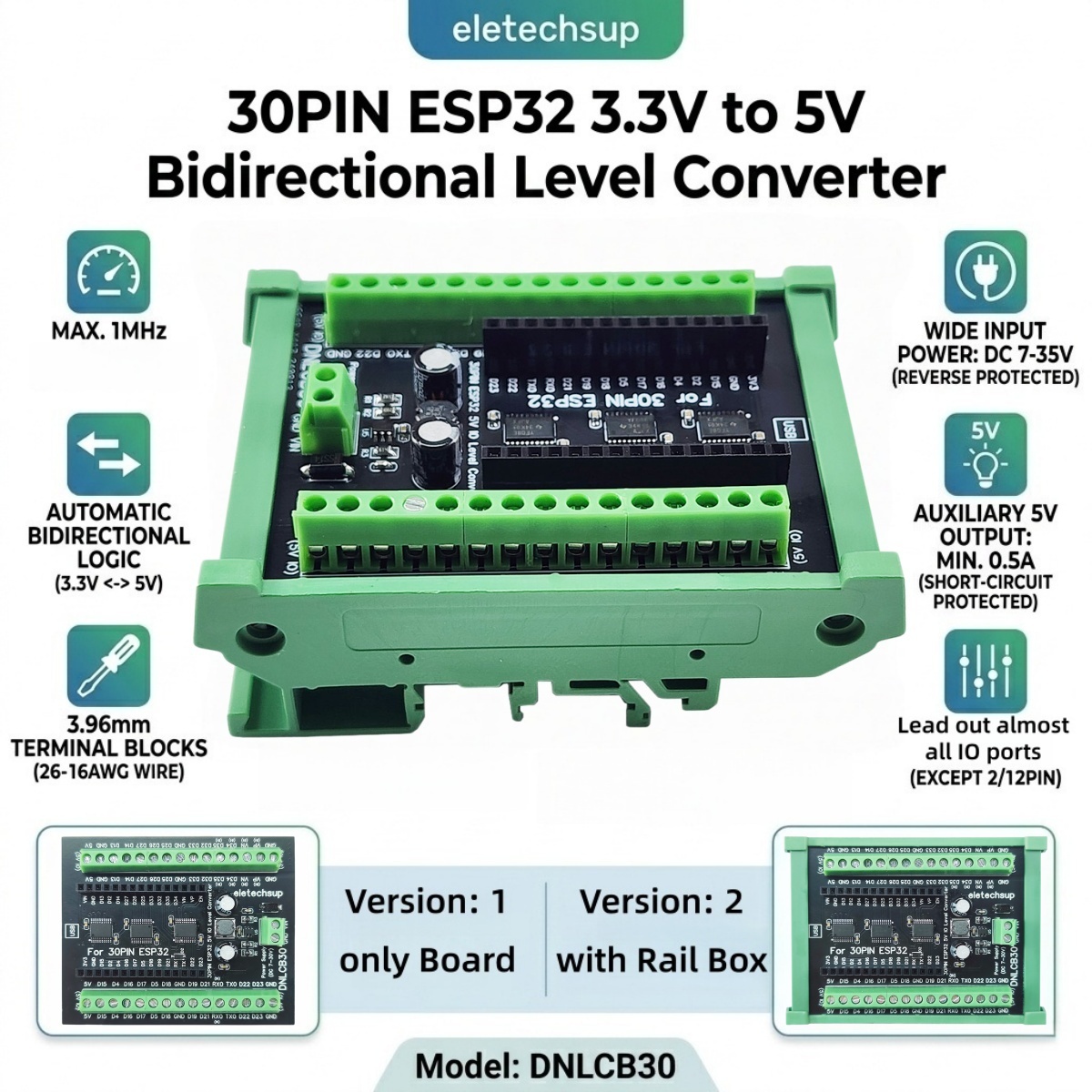 ESP32 30P DIN Rail Adapter, 3. - Level Shifter 3.3V recensie en prijs