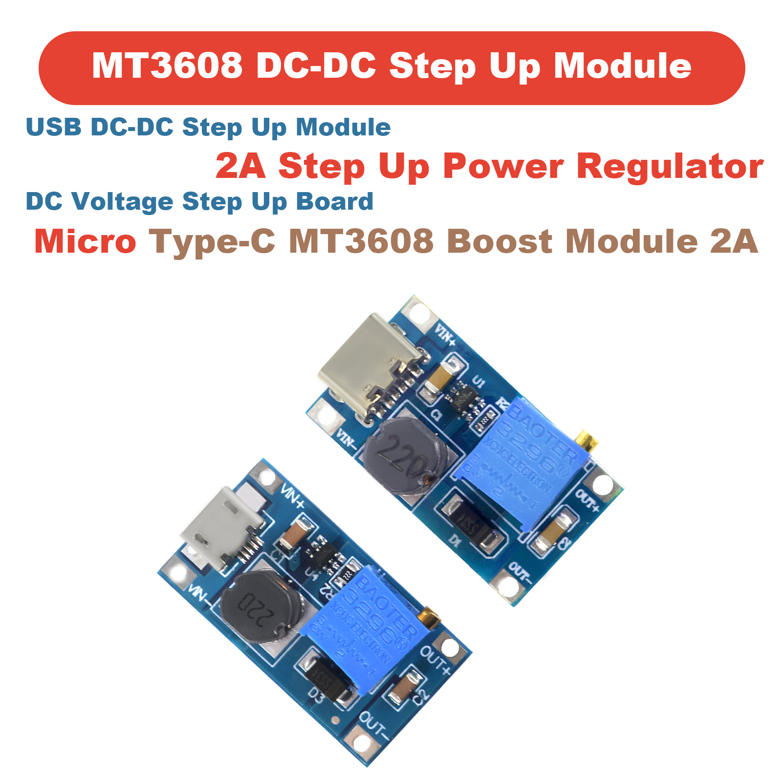 1-10pcs MT3608 DC-DC Step Up C - Home Automation Arduino recensie en prijs