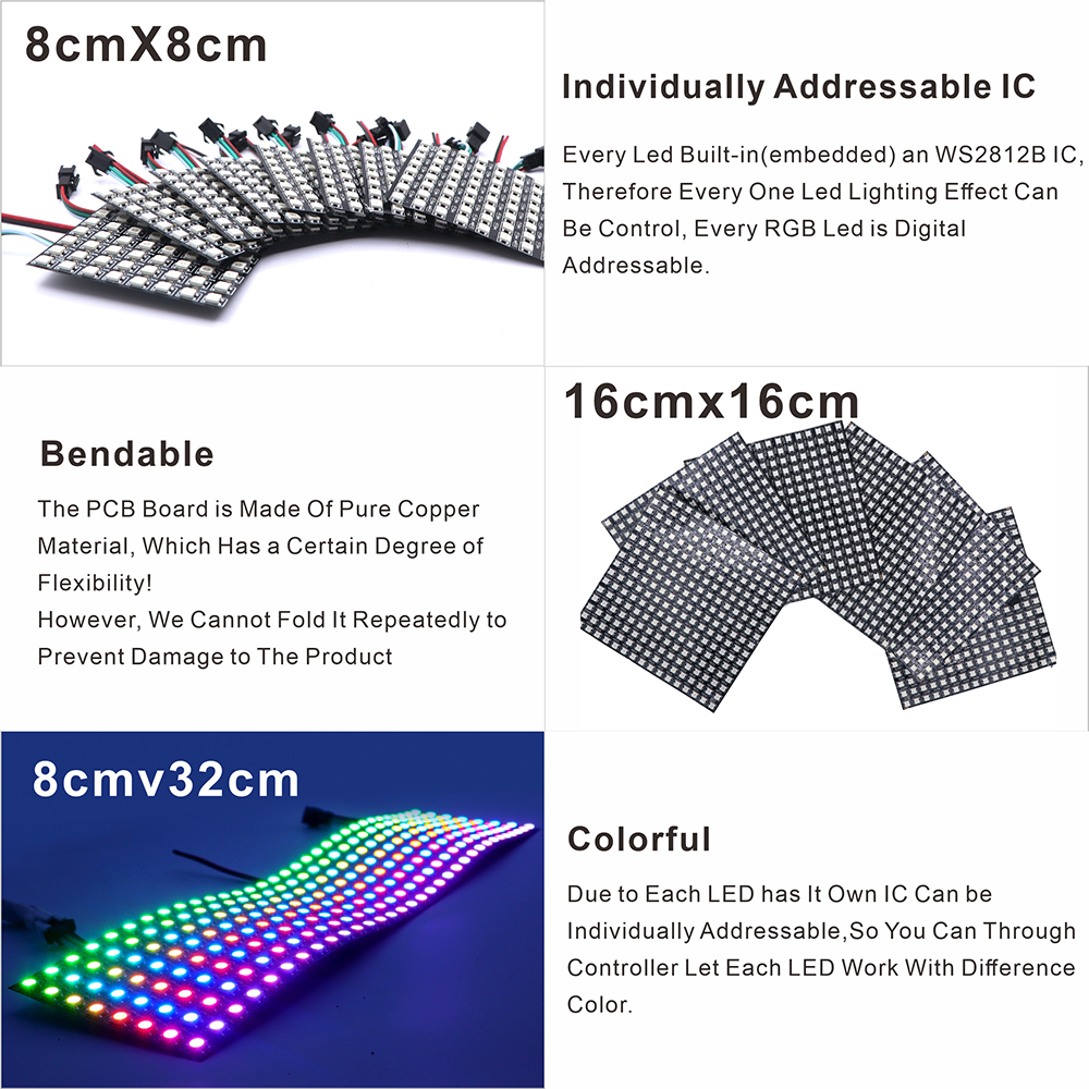 WS2812B SMD5050 RGB Panel LED  - Rgb Led Matrix 8X8 recensie en prijs